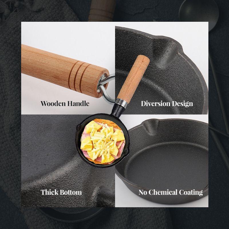 📢📢50% KORTING & Op Voorraad⏰ 🍳 Mini Antiaanbak Ijzeren Pan 3,9"/10 cm – Gezond Gietijzer, Gelijkmatige Warmtegeleiding & Houten Handvat ✨