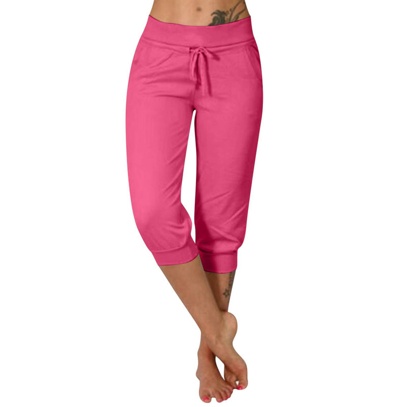 👖50% KORTING! 🔥Cropped joggingbroek met trekkoord in de taille – Zachte polyester, capri-lengte & zijzakken (6 kleuren, S–3XL) 👖🌸