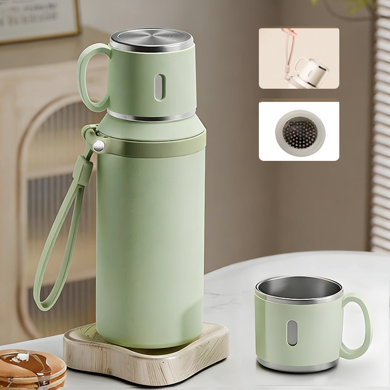 💥Nieuwjaarsuitverkoop 60% ☕2-in-1 roestvrijstalen vacuüm geïsoleerde fles met beker met deksel🍵
