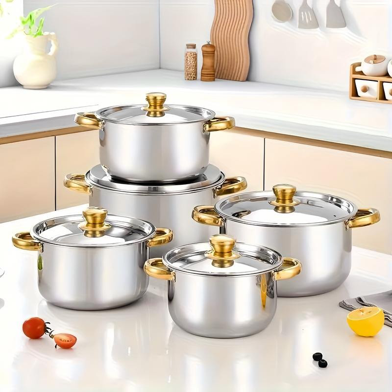 🍳 50% KORTING NU! 🔥 5-Delig Roestvrijstalen Kookgerei Set met Glazen Deksels – Duurzaam, Gelijkmatige Warmteverdeling & Elegant Ontwerp ✨