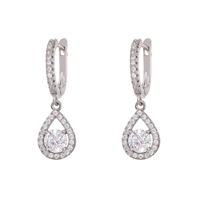 💎50% KORTING!✨Druppel Hoepel Oorbellen – Stralend Zirkoon, Pavé Zetting, Goud of Zilver Afwerking Voor Tijdloze Elegantie🎠