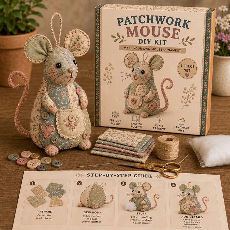 🐭50% KORTING❤️Stop met scrollen en naai je eigen schattige muis! Deze complete set geeft je alles – stof, vulling, naald – en voor je het weet hou je een zelfgemaakt vriendje in je handen!
