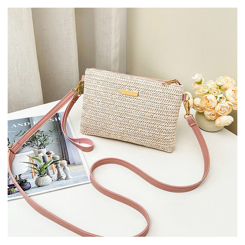 ⏳Tijdelijk 50% korting⏰Dames geweven stro schoudertas en clutch👜