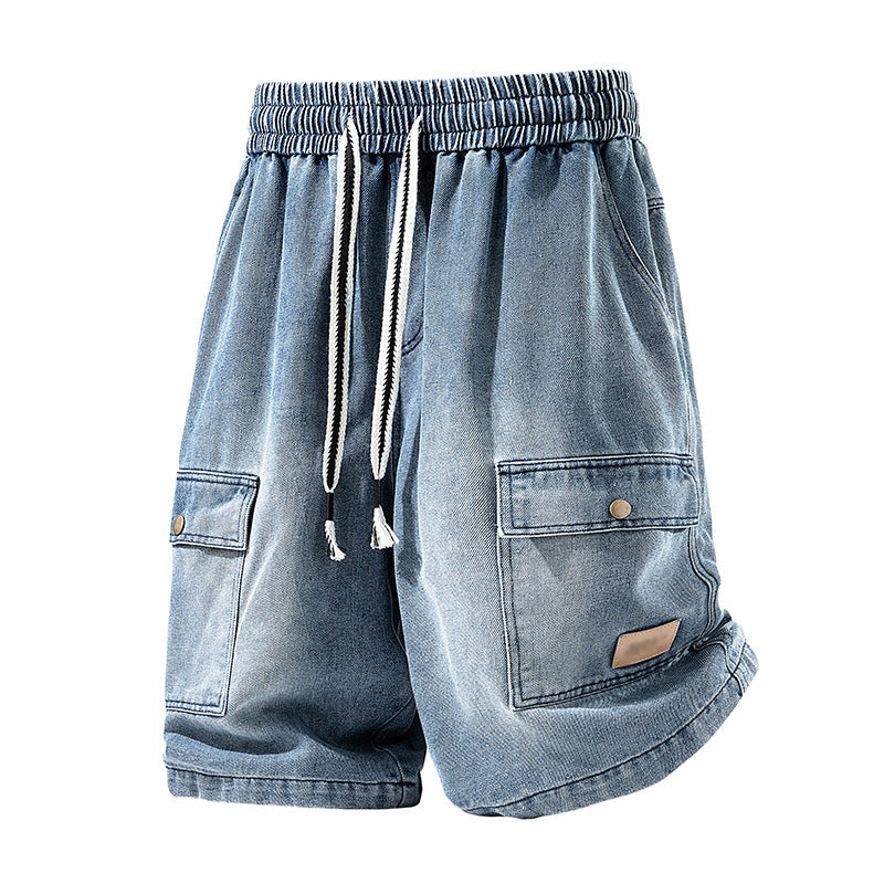 Losse Heren Denim Shorts in High-Streetstijl