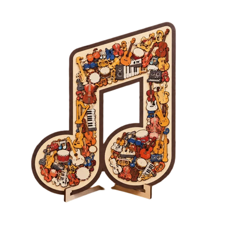 Houten puzzel met muzieknoten