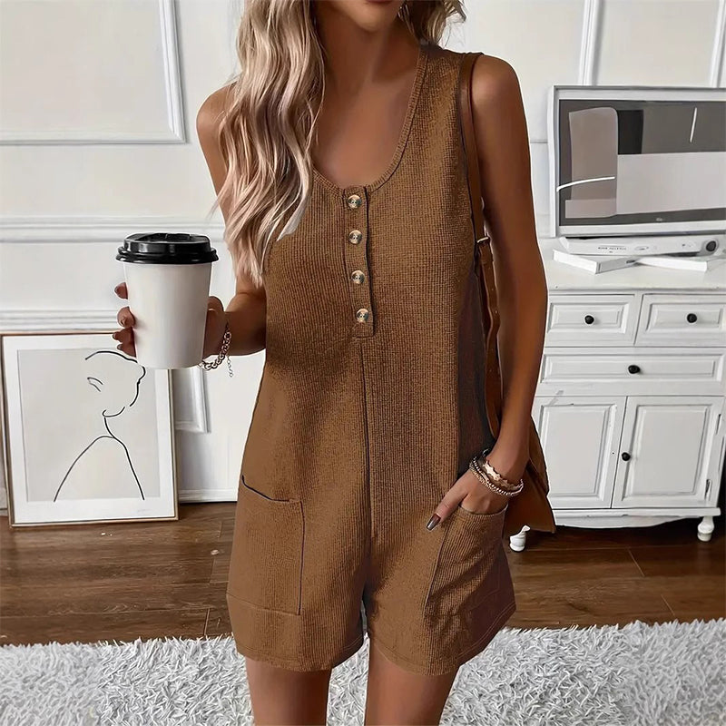 Mouwloze romper met knoopsluiting voor dames
