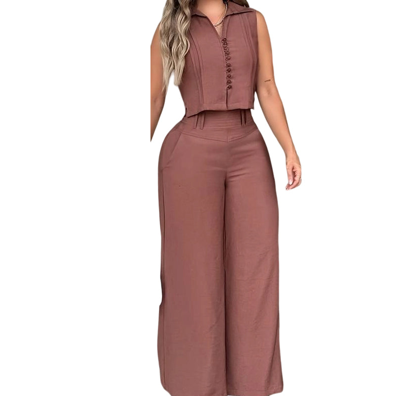 Dames mouwloze top en broek 2-delige set