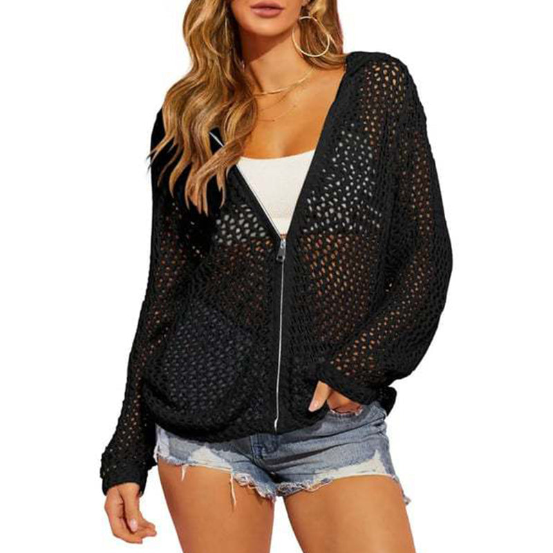 🧶 Luchtige Gebreide Rits Cardigan | Ademend Opengewerkt Design | Zomers & Veelzijdig | Maat S–2XL ✨