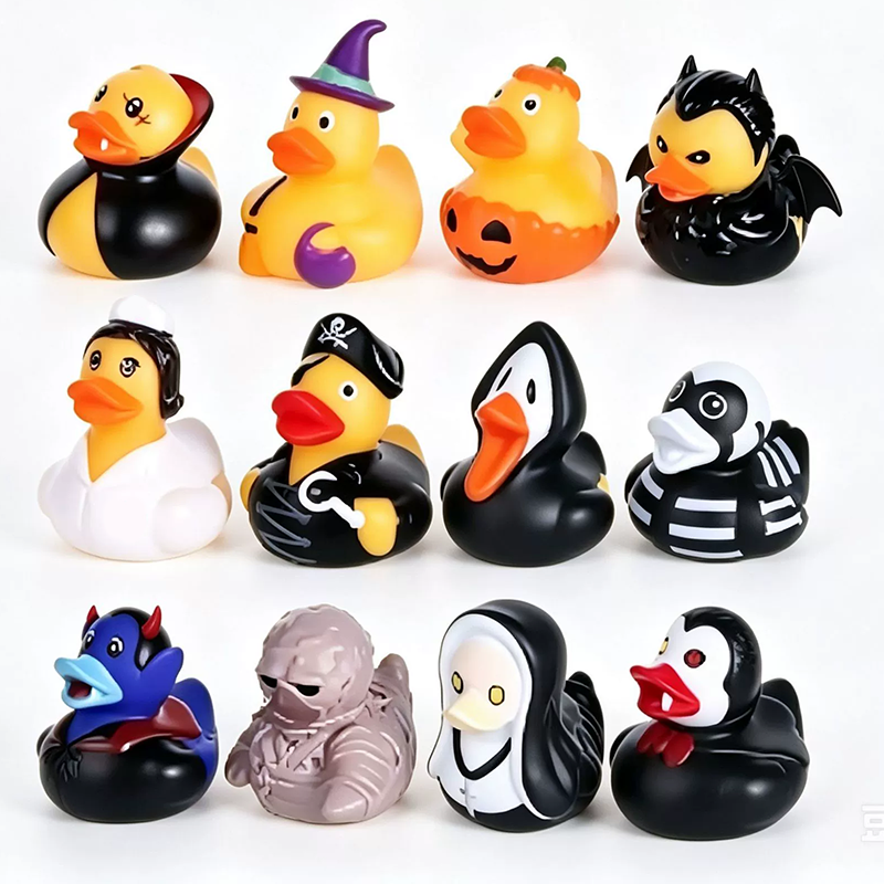 🦆 50% KORTING! 🎃 Halloween Eend Badspeelgoed voor Kinderen – Zacht PVC – 6×5,5×5,5 cm – Schattig & Drijvend voor Bad & Feest