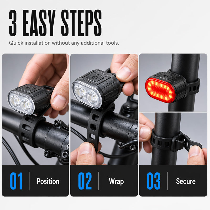 💡 Set oplaadbare fietsverlichting via USB