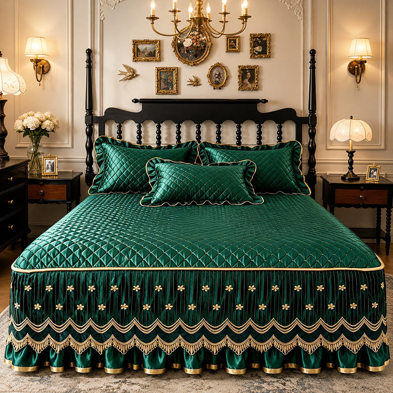 🛏️ FLASH AANBIEDING: 50% KORTING! Gewatteerde Ademende Bedrok – Polyester – 45 cm Val & Elastische Hoekbanden voor Bed & Opbergruimte Onder het Bed – 5 Kleuren 🎨