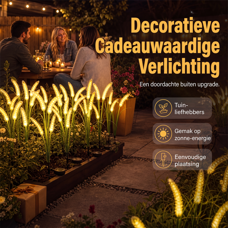 Zonne-energie gevoede vossenstaartgras decoratieve tuinlampen