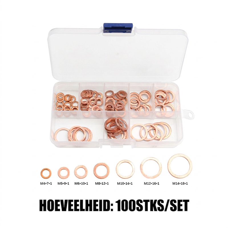 100/200 stuks Koperen platte sluitringen assortimentsset