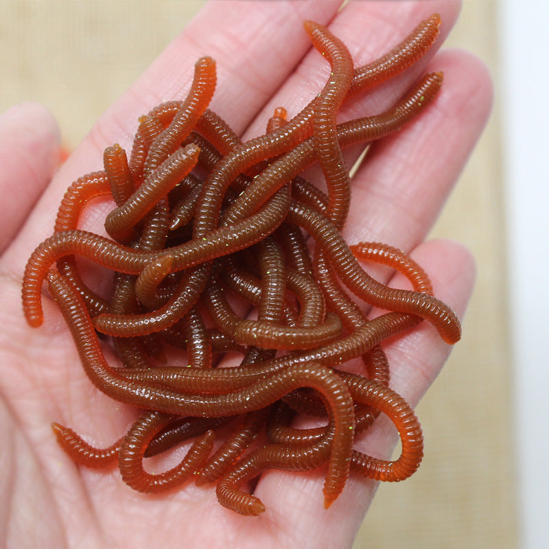 🎣 50% KORTING! Zacht aas: regenworm – garnalenaroma, verpakking van 50/100 stuks ✨
