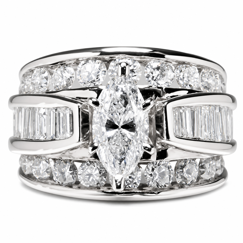 ⏳ Tijdelijke Speciale Aanbieding ⏰ Vergulde Verlovingsring met Kubische Zirkonia, Marquise-slijpsel Mode-sieraden