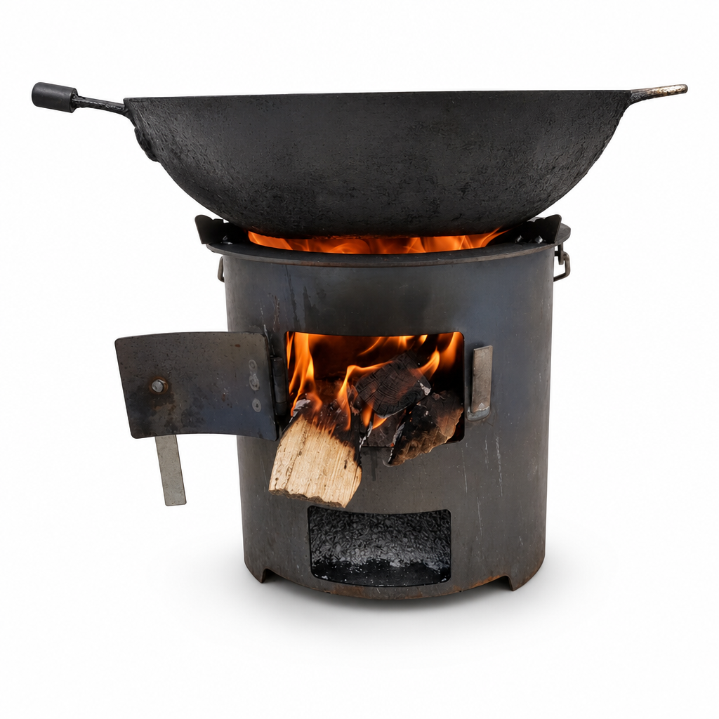 🎁2026 Nieuw gearriveerd 50% KORTING💥Zware kampeer kachel van koolstofstaal – Hout & Houtskool, Hoge Luchttoevoer, 3-in-1 Kookplaat 🍳
