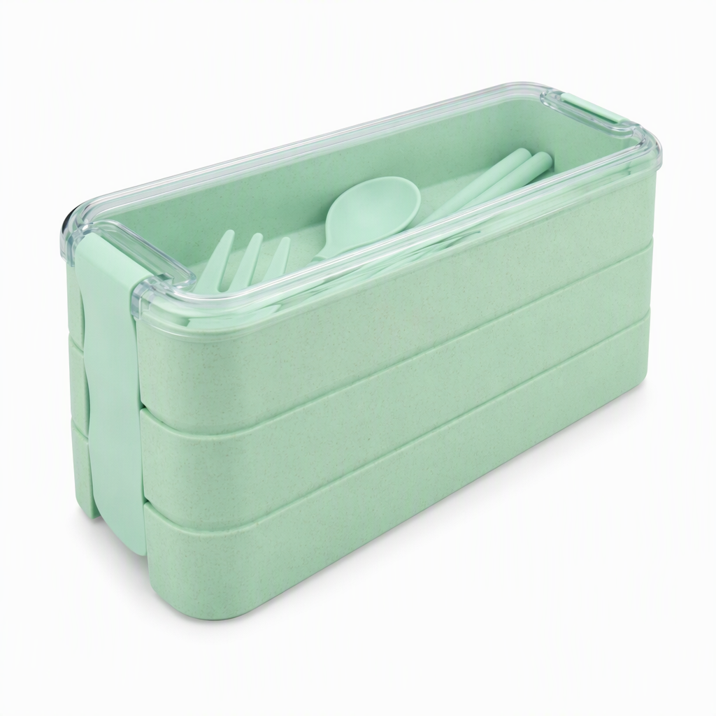 3-laagse bento-lunchbox met bestekset