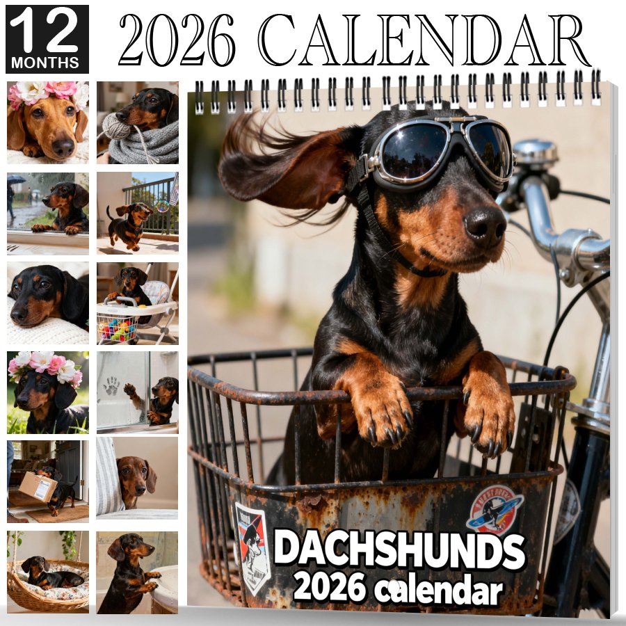2026 Schattige Teckel Wandkalender