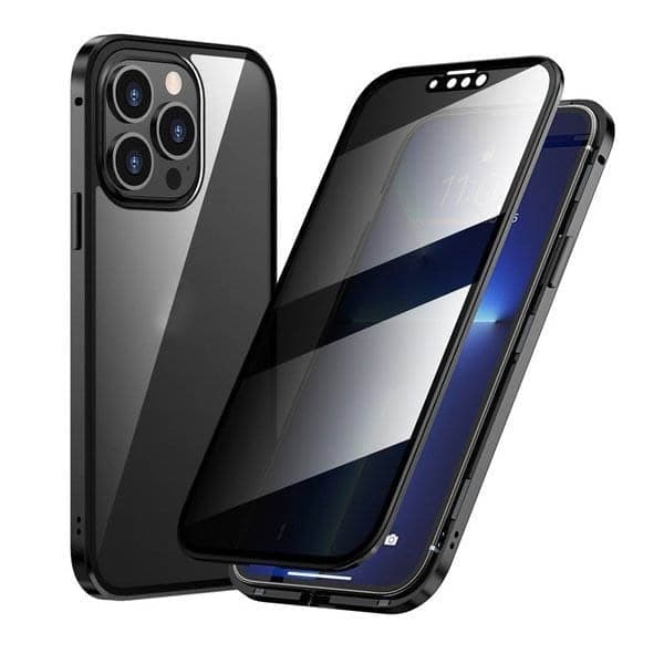 Magnetisch iPhone-hoesje met anti-spiegelglas en metaal