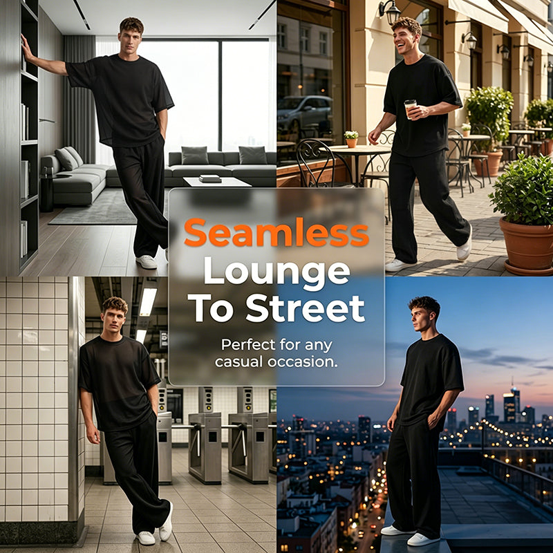 🎁2026 Nieuwe collectie 50% KORTING💥2-delige set voor heren: T-shirt en wijde broek
