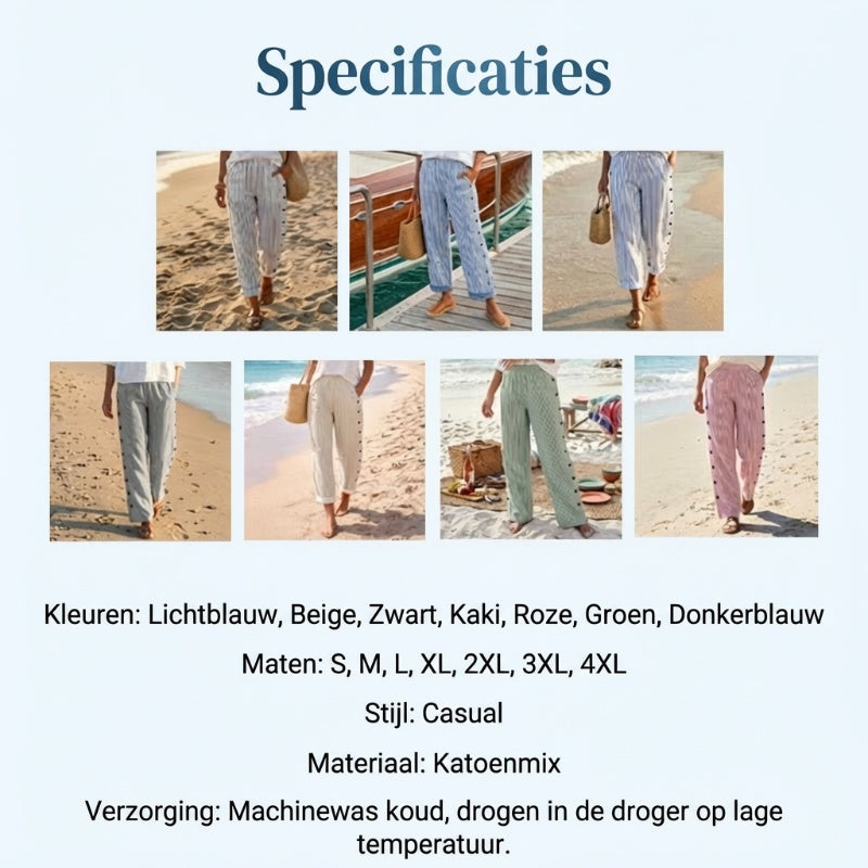 ☀️Beperkte voorraad | Franse designer gestreepte broek 👖💙 – zijzakken, licht & comfortabel, voor een moeiteloze elegantie! ✨🌸
