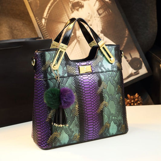Elegante shopper van PU-leer met slangenprint