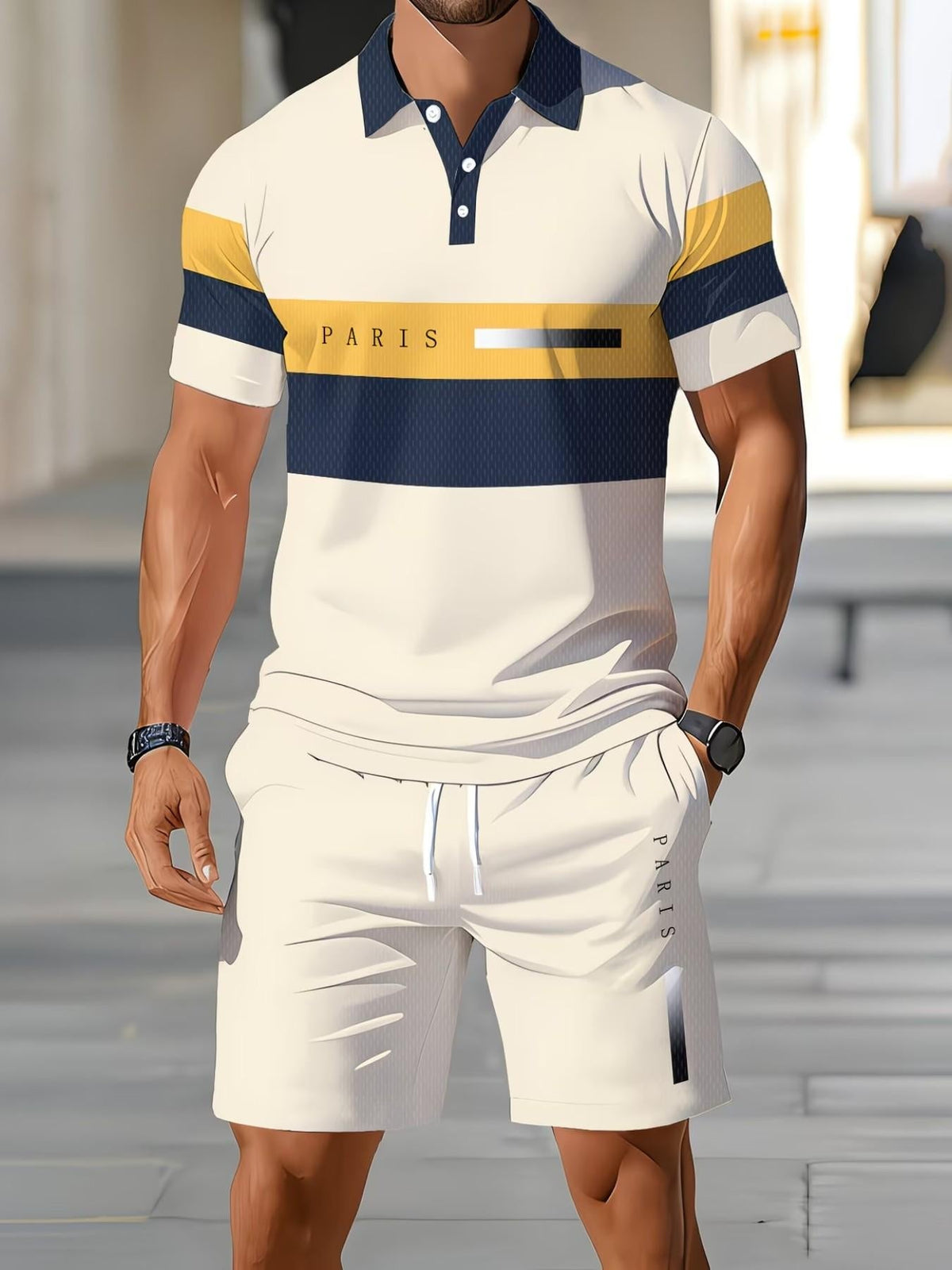 ⏳Tijdelijke aanbieding⏰Tweedelige set voor heren: shirt en korte broek