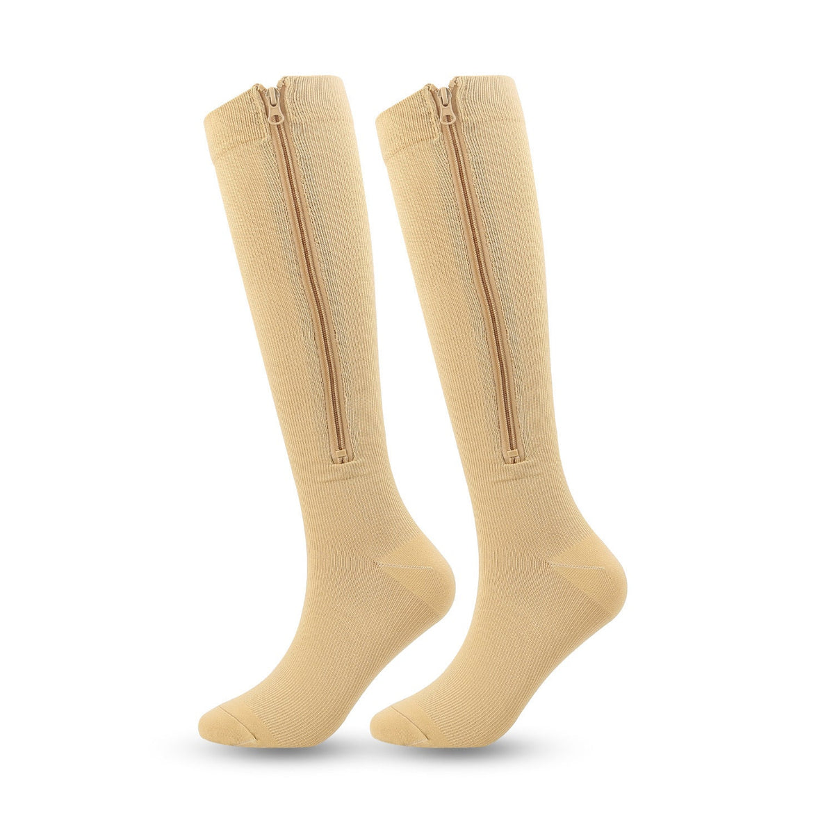 ❄️Zomerfresh 50% Korting!🔥Kniehoge Compressiekousen met Rits – Ademend Sport Steunkousen voor Hardlopen, Reizen, Werk & Lang Staan