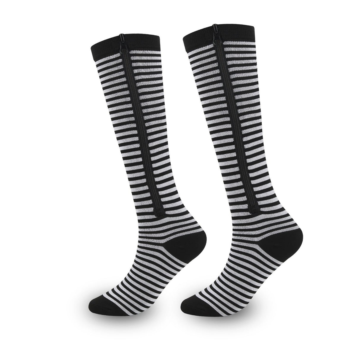 ❄️Zomerfresh 50% Korting!🔥Kniehoge Compressiekousen met Rits – Ademend Sport Steunkousen voor Hardlopen, Reizen, Werk & Lang Staan