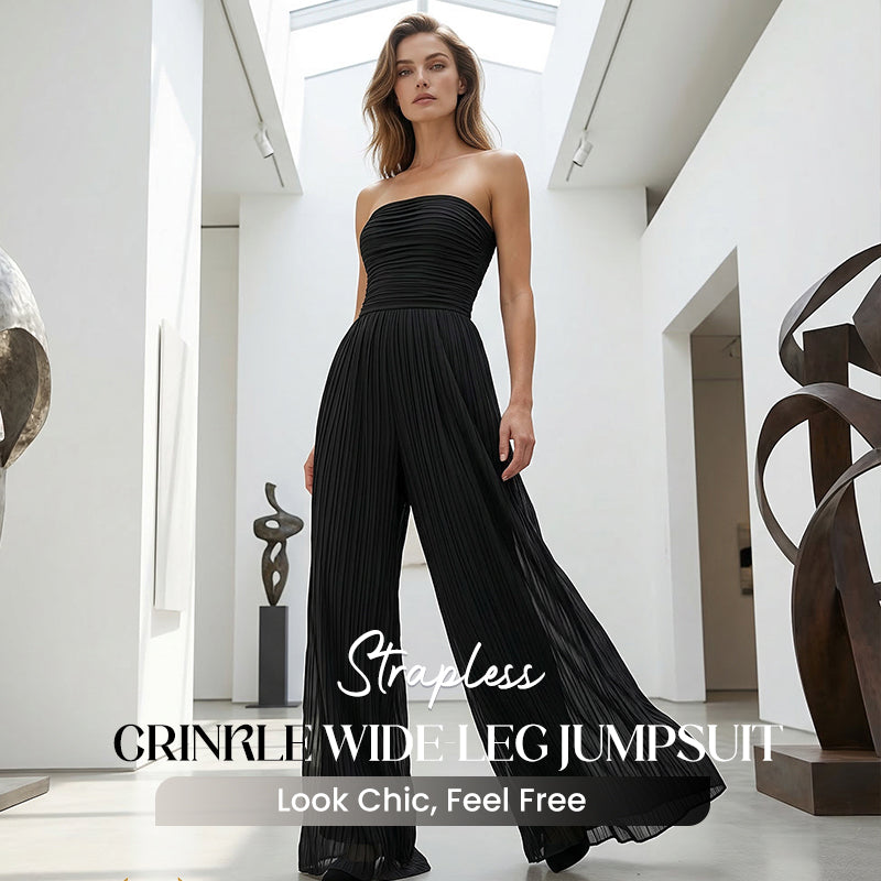 🎁2026 Nieuw binnen 50% KORTING💥🔥🎁Strapless jumpsuit met wijde pijpen en kreukels