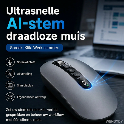 🖱️50% KORTING💥AI Slimme Stem Draadloze Muis – 1600 Woorden/Min, Vertaalcentrum, Ergonomisch✨