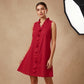 Dames minijurk met ruches en knoopsluiting