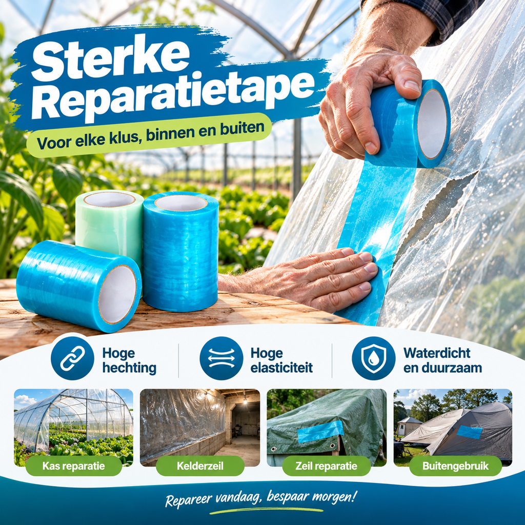 🌱Weerbestendige Reparatietape voor Kassen | Voor Scheuren & Kleine Beschadigingen | Voor Buiten