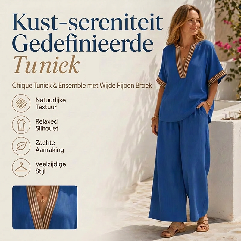 Dames V-hals Top en Wijde Pijp Broek Set