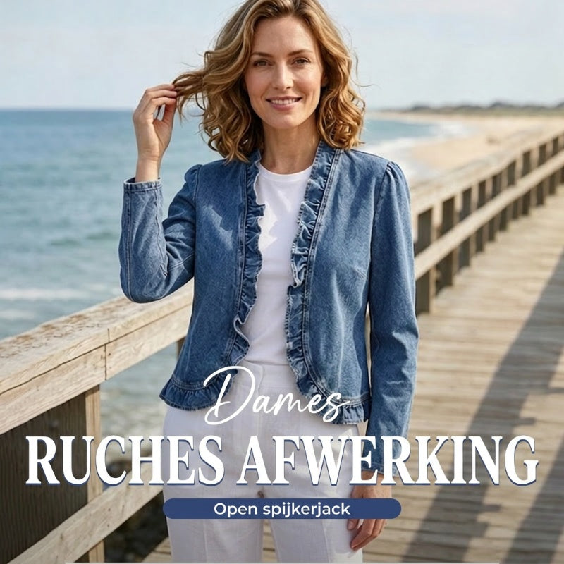 Dames spijkerjack met ruches – open voorkant