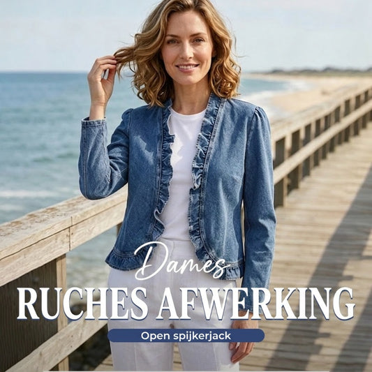 Dames spijkerjack met ruches – open voorkant