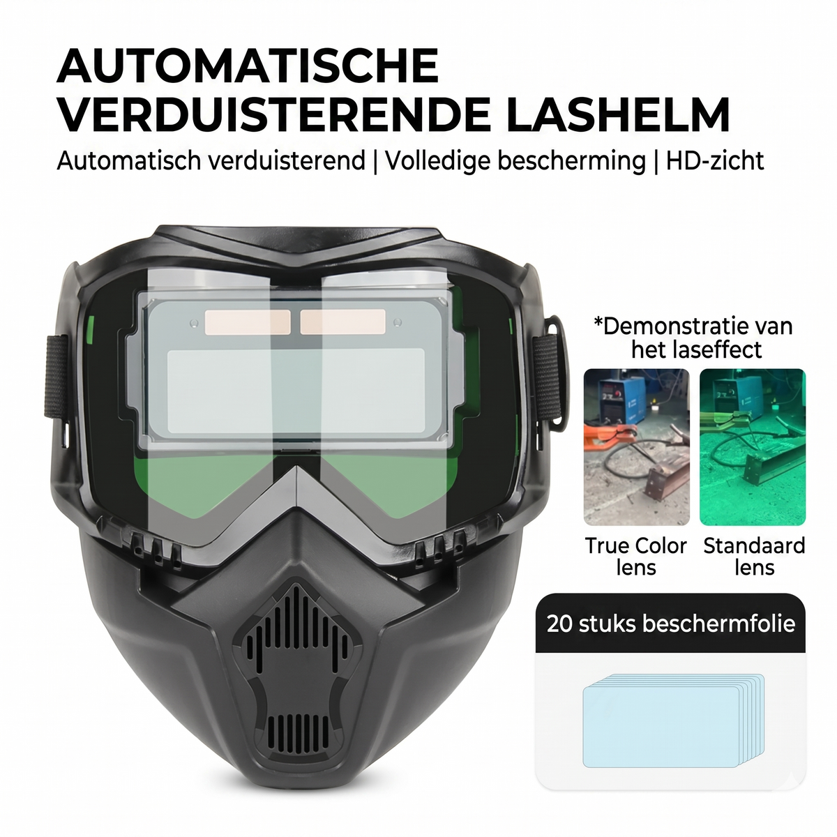 🌞50% Korting!🛡️Revolutionair 2-in-1 Automatisch Verduisterend Lasmasker - Afneembare Lasbril met True Color - Tactisch & Veilig Design - Voor Precisie Lassen