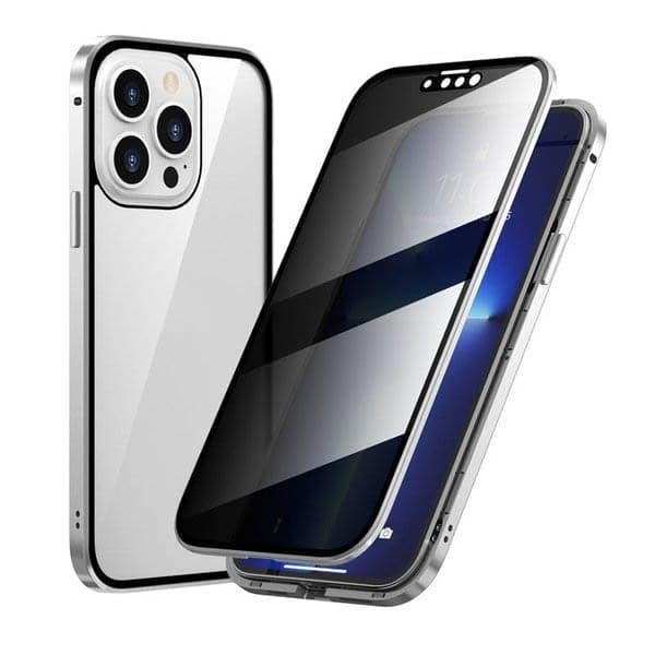 Magnetisch iPhone-hoesje met anti-spiegelglas en metaal