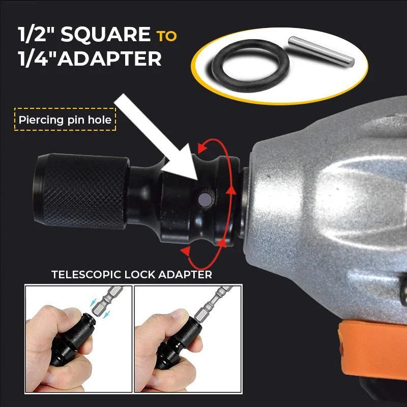 📢📢50% KORTING⏰1/4" Hex Shank Dopsleuteladapter – 1/2" naar 1/4", Snelontgrendeling⚙️