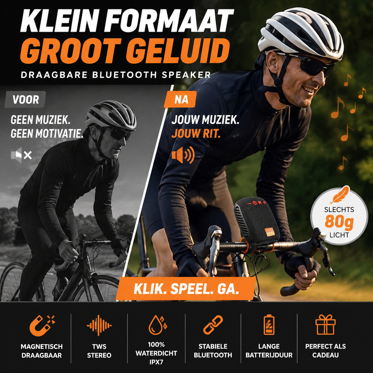🔊💦 50K+ VERKOCHT! IPX5 Waterdichte fiets bluetooth luidspreker, handsfree bellen & TWS stereo