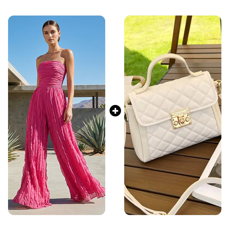 🎁2026 Nieuw binnen 50% KORTING💥🔥🎁Strapless jumpsuit met wijde pijpen en kreukels
