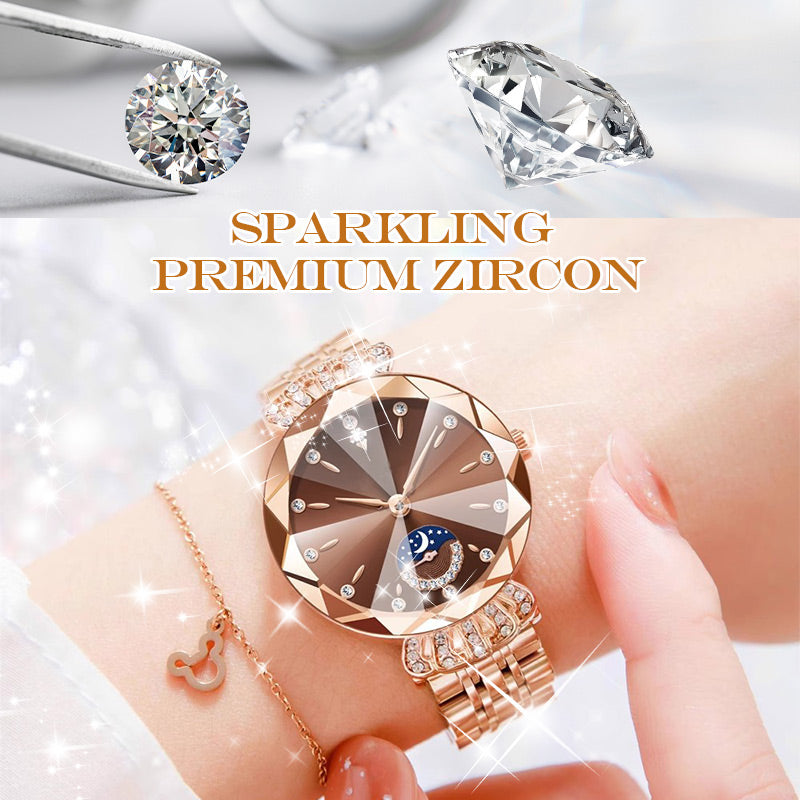 🔥Dames modieuze diamant maanster horloge