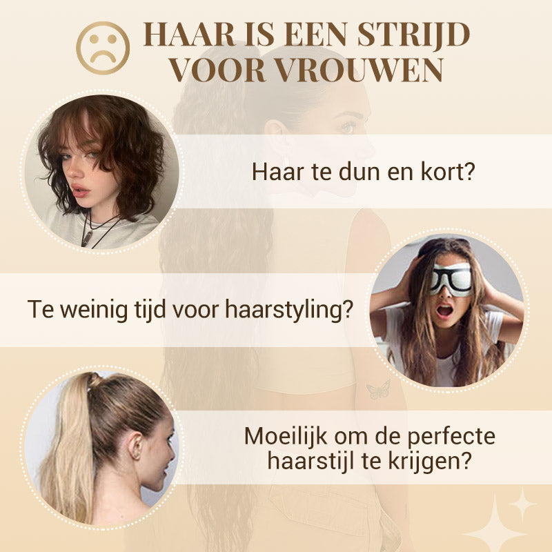 ⏳Beperkte tijd 50% korting💥 Krullend Golvend Pluizig Haar Extensie met Paardestaart