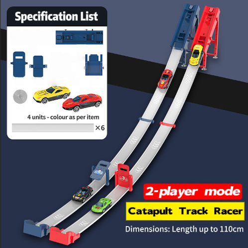 🔥 50% KORTING! NIEUW! Dubbele Racebaan Set – 110cm Zwaartekrachtbaan, Eénknops Lancering & Spanning voor Ouder-Kind Speelplezier 🚗⚡