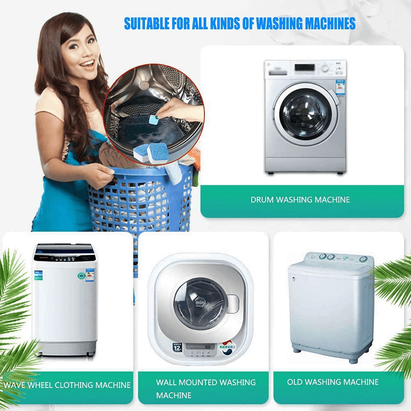 💐Wasmachine ruikt muf of trekt slechte geuren – Wasmachine Reinigingstabletten | 12 Tabletten per Doos | Koop 2 Krijg 1 Gratis 🧼✨