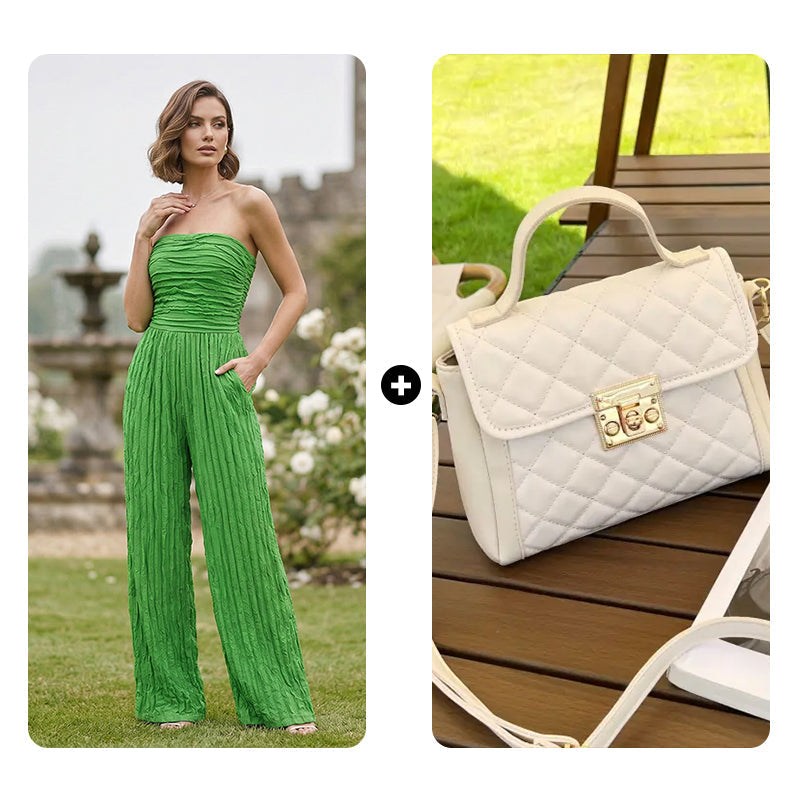 🎁2026 Nieuw binnen 50% KORTING💥🔥🎁Strapless jumpsuit met wijde pijpen en kreukels