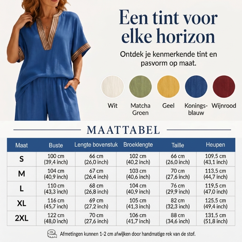 Dames V-hals Top en Wijde Pijp Broek Set