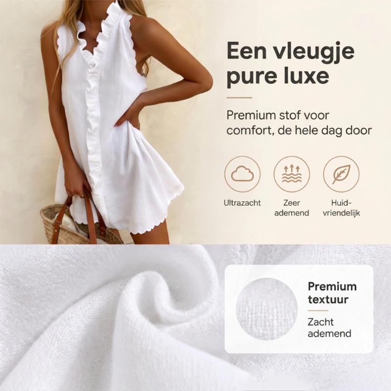Dames minijurk met ruches en knoopsluiting