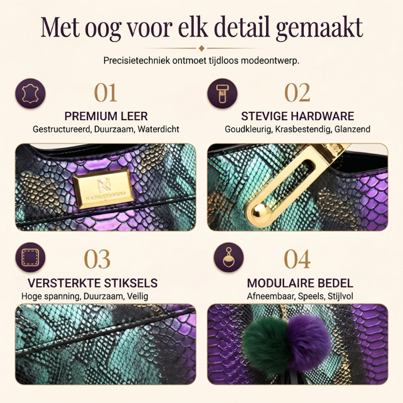 Elegante shopper van PU-leer met slangenprint
