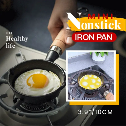 📢📢50% KORTING & Op Voorraad⏰ 🍳 Mini Antiaanbak Ijzeren Pan 3,9"/10 cm – Gezond Gietijzer, Gelijkmatige Warmtegeleiding & Houten Handvat ✨
